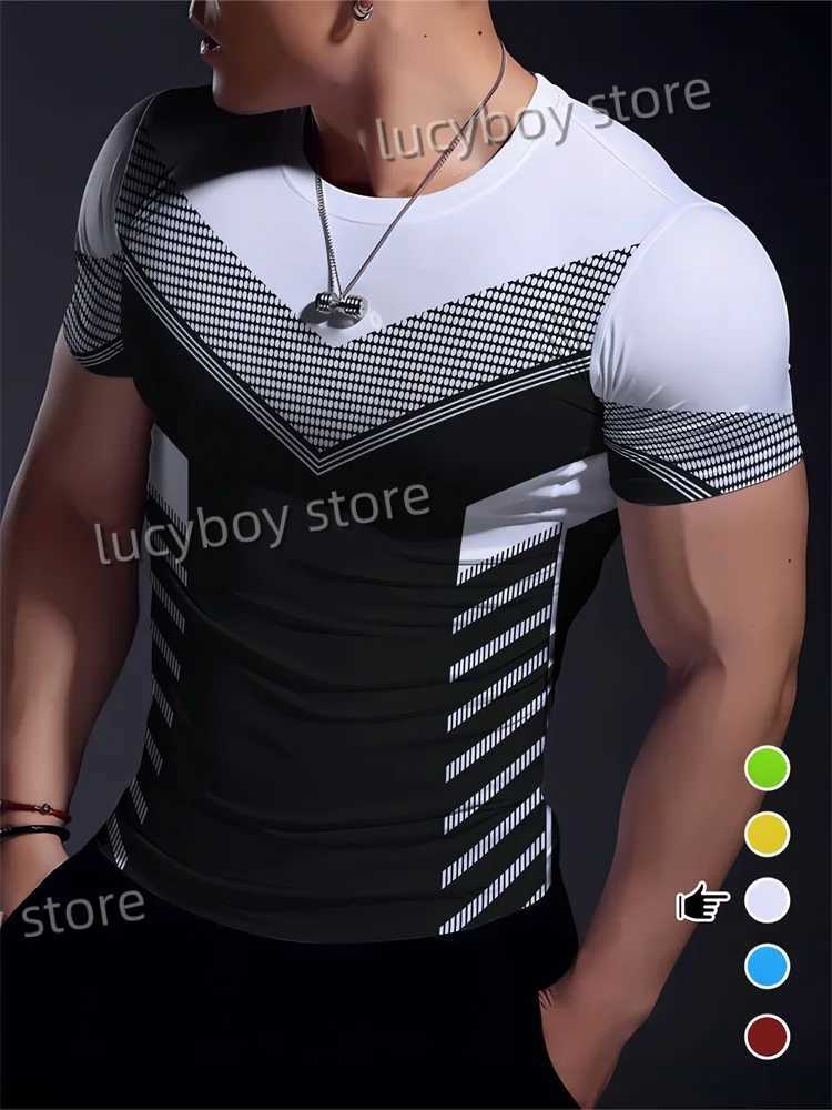 Mens Sports Stripe Gym T Shirt Mans Casual Short Slve Ts Quick Drying Running Sportwear Men Oversized Tops men Clothing X250313