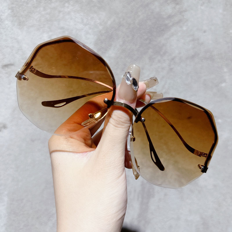 Free shipping 2025 new women large frame sunglasses sun protection daily outfit blue pink purple gray fashionable