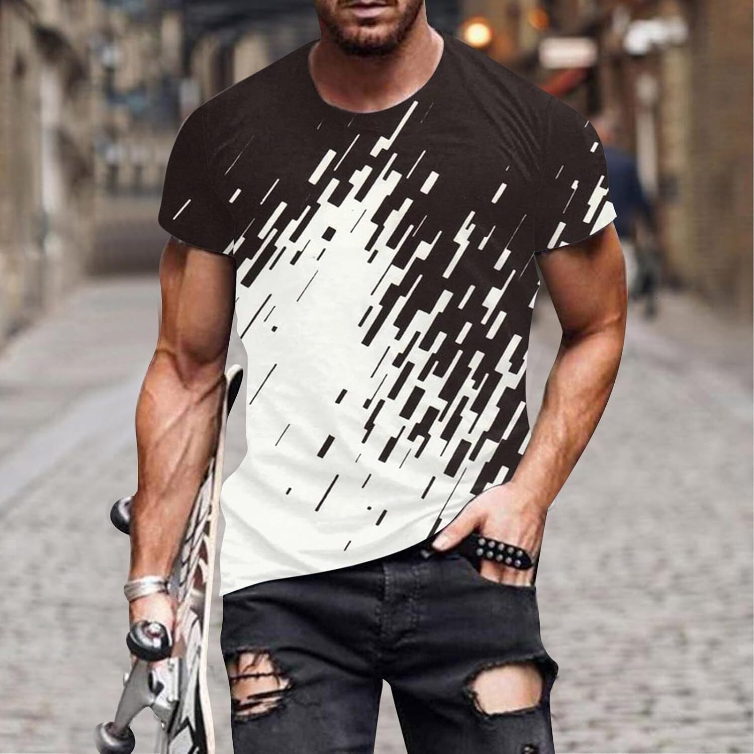 Mens T shirt Tee Shirts Mens Short Sleeve Classic Crewneck 3D Pattern Printed Fashion Graphic Basic Tops Soft Summer Shirts tee Casual tops summer clo