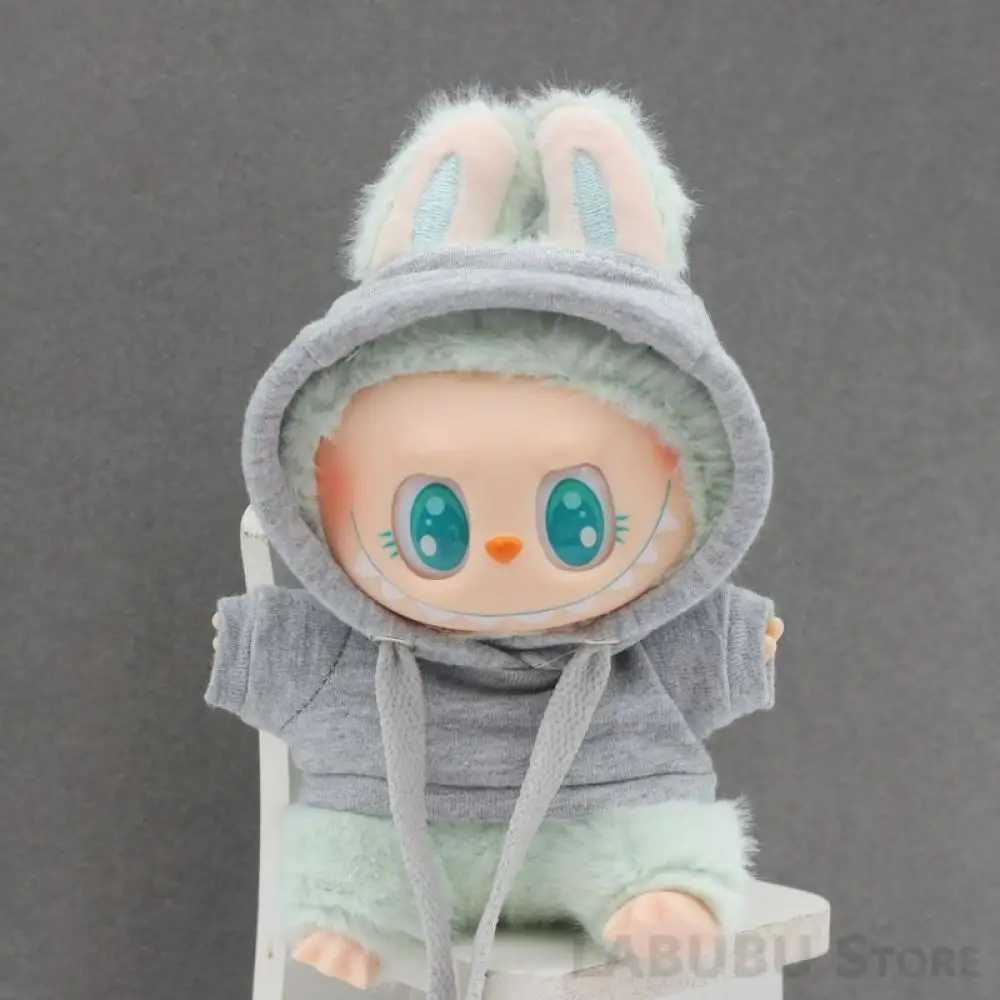 17cm Labubu Outfit Clothes Leisure Sports Hoodie Generation 1/2 Labubu Ropa Kawaii Decor Mini Doll Clothes Accessories Kids GiftT250313