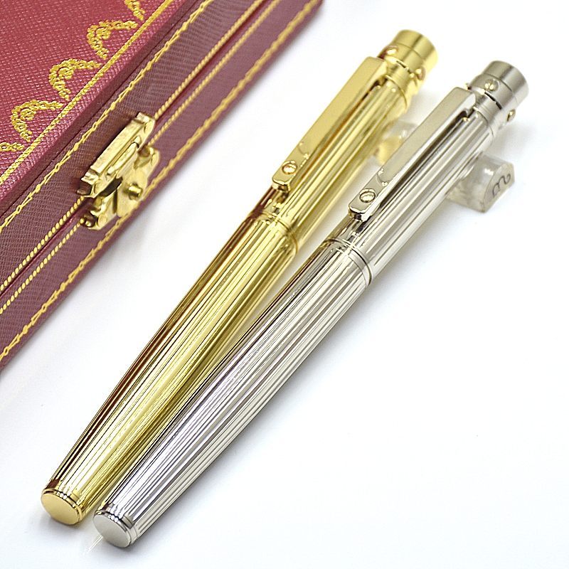 Luxury Santos Series Silver & Golden Metal Stripe Rollerball Pen Office School Stationery Writing Smooth Ballpoint Pens