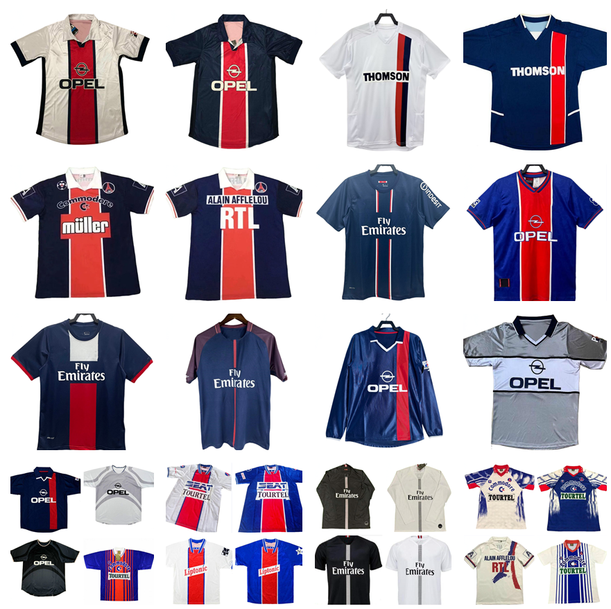 01 02 03 91 93 94 95 96 Paris Retro Futebol Soccer Jersey Okocha Leroy 98 99 00 01 90 92 06 07 12 13 Classic Rai Anelka Ibrahimovic NEYMAR RONALDINHO home away fotball shirts