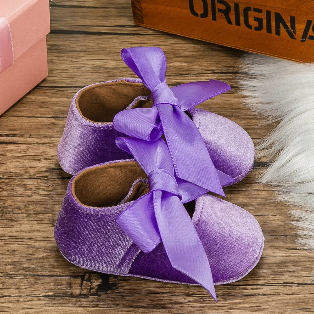 KIDSUN Baby Shoes Girls Princess Shoes Infant Toddler Non-slip Flat Soft-sole Cotton Rubber Cute Bow-knot First Walkers born 250312