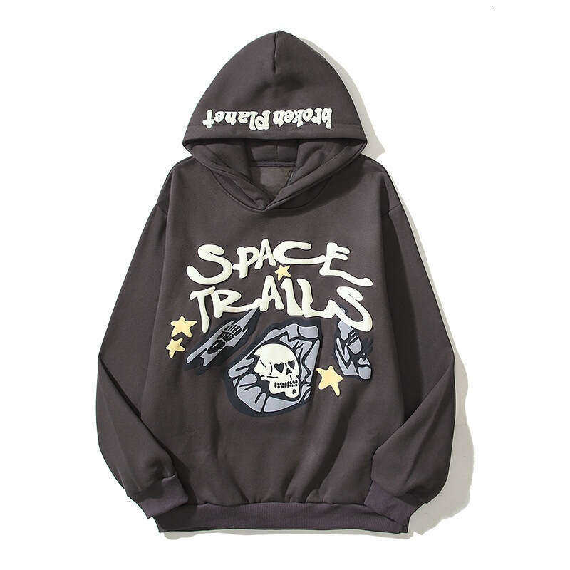 High Street Autumn and Winter New Cosmic Trajectory Skull Hair Bubble Hoodies, Trendy Hoodies