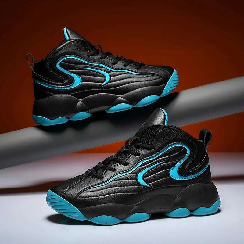 Leather basketball men's sports shoes, soft sole design, lightweight