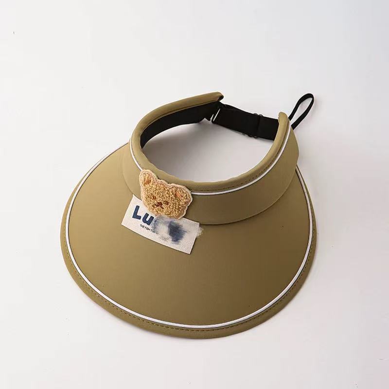 Children's Summer Big brim Straw Girl Little Bear Baby Sunscreen Empty Top Boy Sun Hat Parent Child baseball cap
