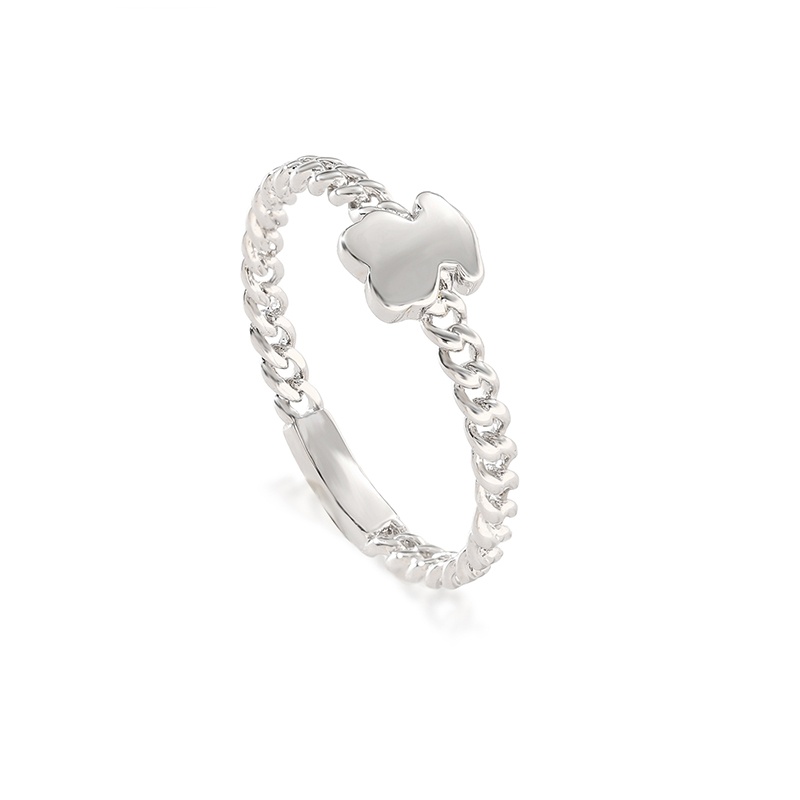 Hot Fashion Women Men Animal Letter Bear Rings Stainless Steel Silver Gold Rose Hollow Chain Circle Jewelry A Gift