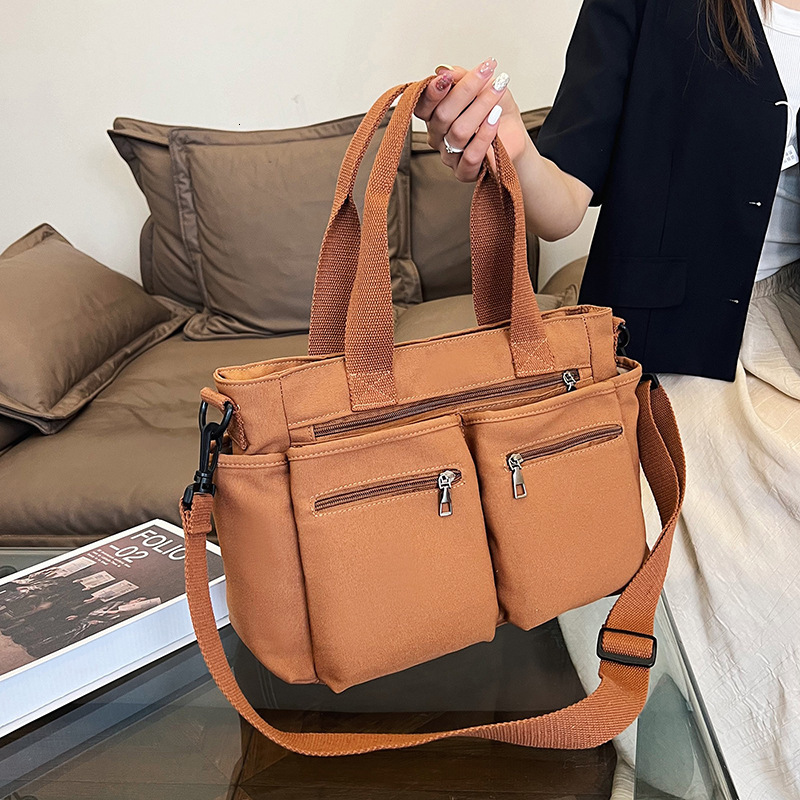 Tote Women's New Fashion Trend College Student Handbag Large Capacity Canvas Casual Versatile Shoulder Bag