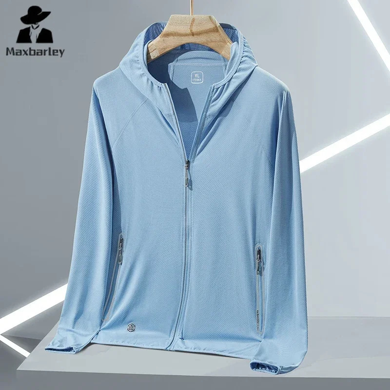 mens and womens sun protection jacket UPF50ice silk hooded outdoor running fitness sweatshirt couple windproof cover 250313