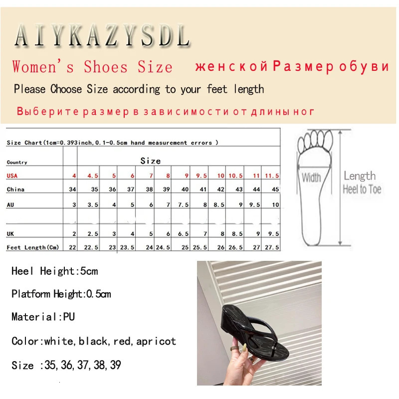AIYKAZYSDL Red Apricot Thong Clip Toe Sandals Summer Beach Slippers Platform Wedge Low Heel Outdoor Patent Leather Vinyl Shoes 250312