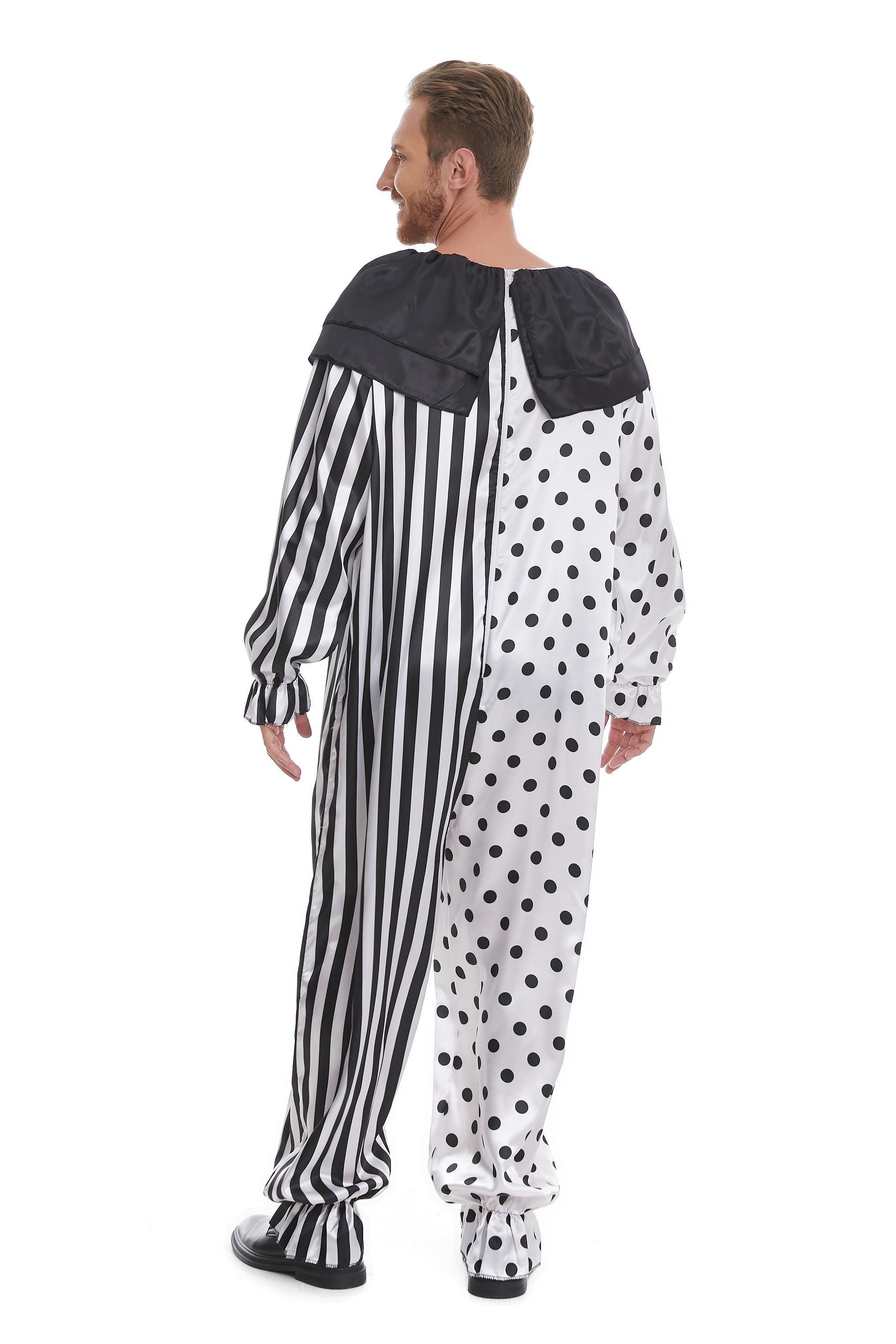 Durable Two-Piece Men's Clown Attire Complete with Body Suit and Authentic Head Wig (Model YJS1003)