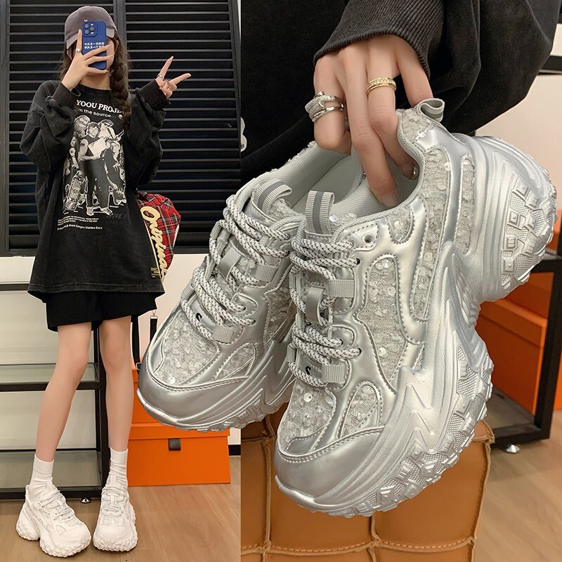 Sponge Cake Thick Soled Women s Casual Shoes 2025 Fashion Designer Trend Board Shoes Lace Up Niche Trend Comfortable Sports Shoes Jogging Shoes Skateb