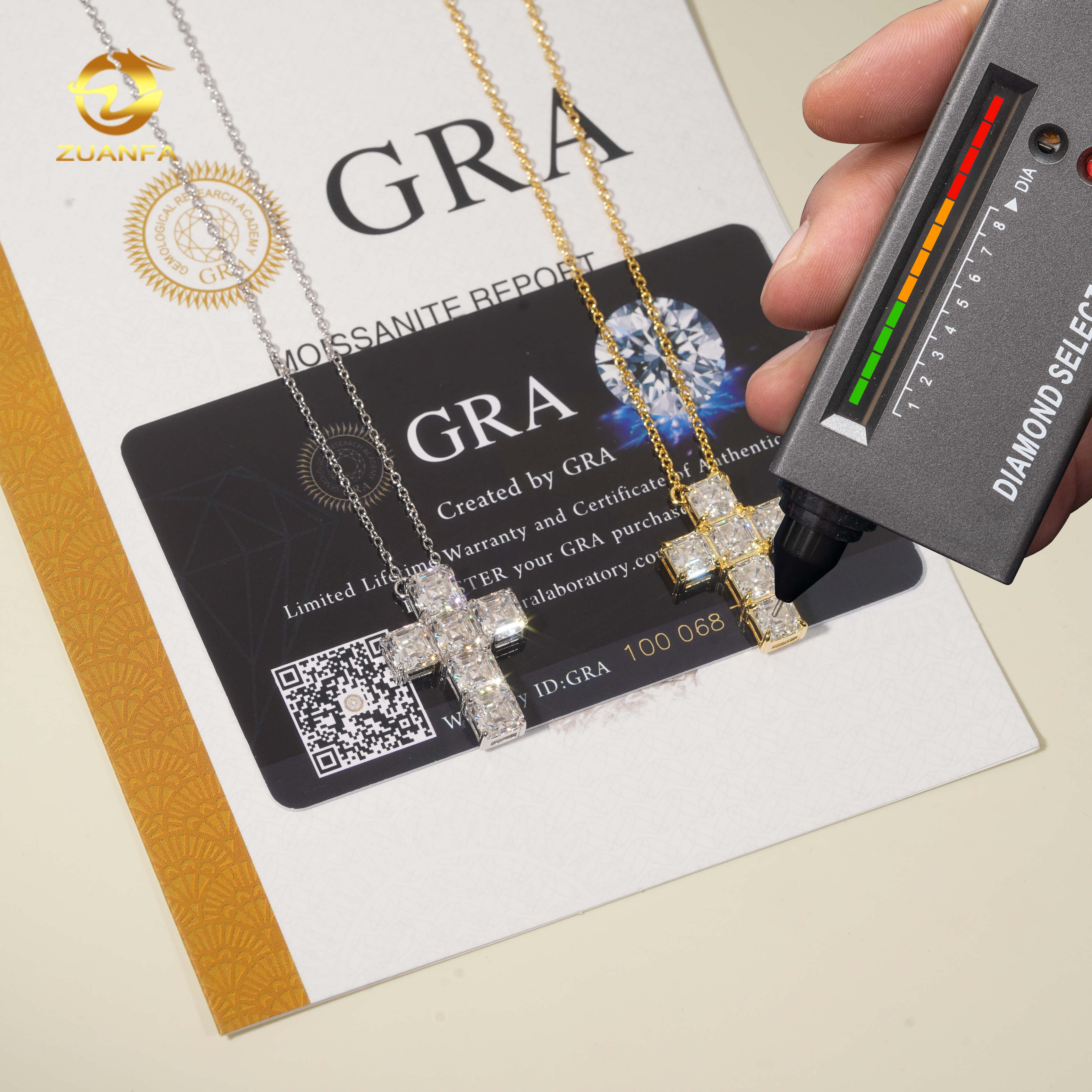 Luxury 925 Silver Asscher Cut Cross Pendant Necklace Unisex Moissanite Diamond Iced Out Hip Hop Women Necklace