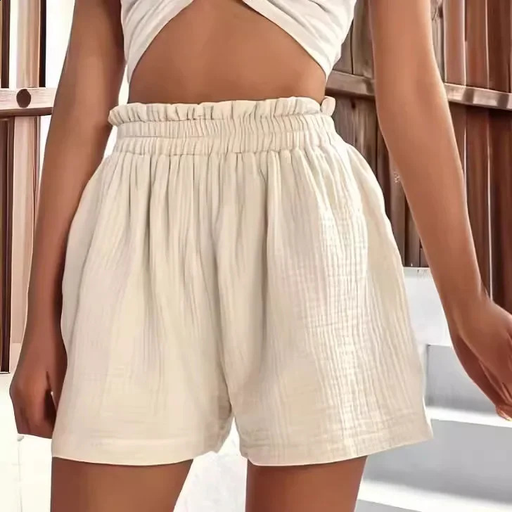 Womens Solid Color Shorts Other Material China Mainland Origin Non- Shorts Female Summer Wear 250313