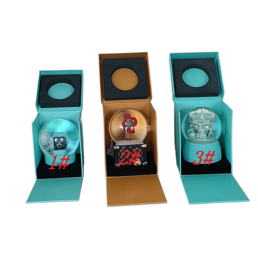 Blue Carousel Snow Globe Dwe74 Ring Inside Snowflake Key Suower Crystal Ball With Gift Box