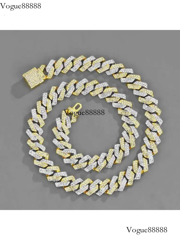 2025 15mm Iced Out Miami Cuban k Chain Choker Necklace Rose Gold Sier 2 Tone Color Mix Cz Stone Unisex Hip Hop Jewely Box Clasp