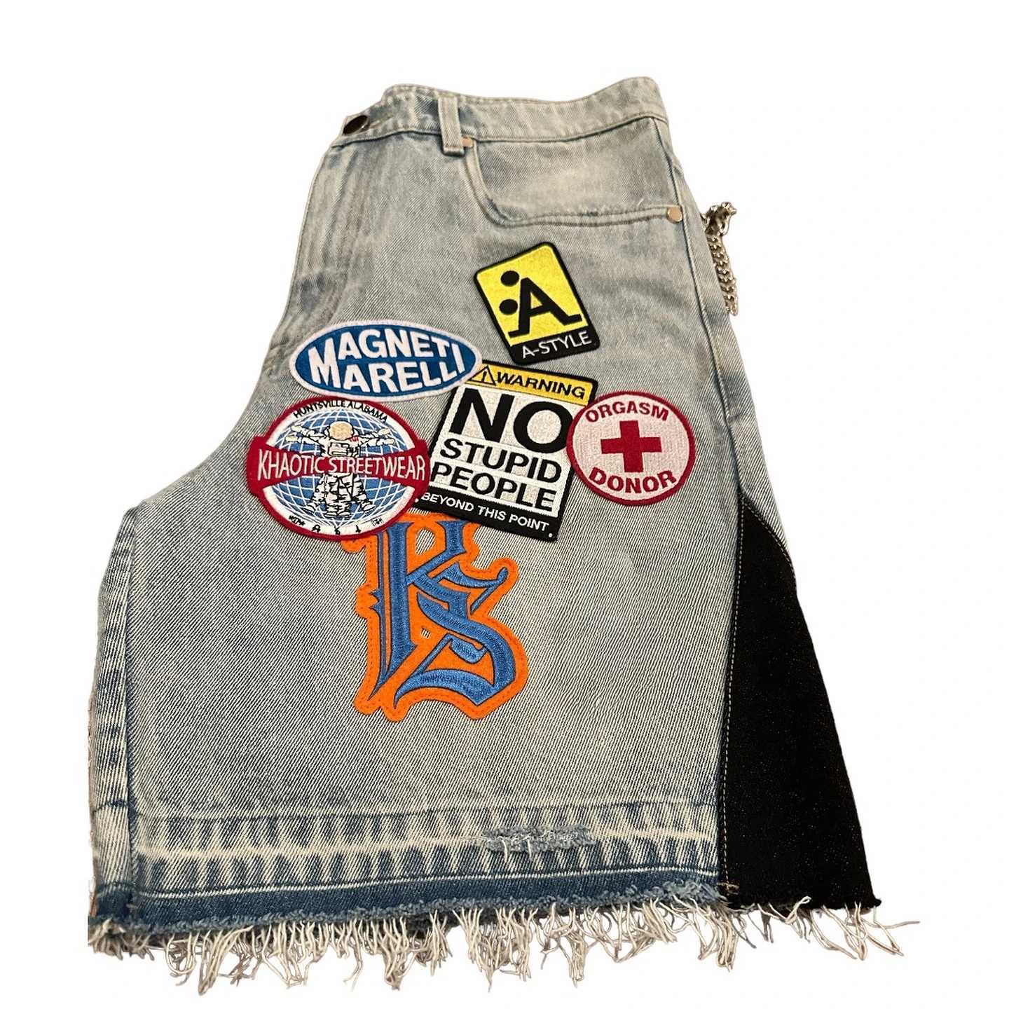 America Retro Denim Hip Hop Pattern Patchwork Shorts Mens Y2k Gothic Western Cowboys Blue Baggy Jeans Shorts Gym Running ShortsXJ250313
