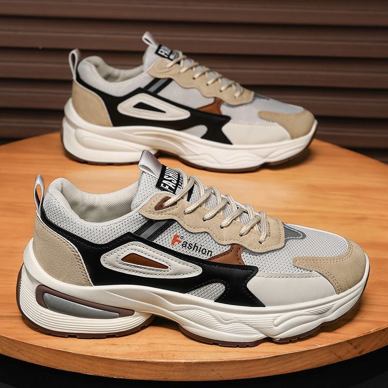 2025 New Spring Men's Designer Trendy Fashion Breathable Mesh Youth Sports Korean Edition Multi functional Thick soled Casual Shoes