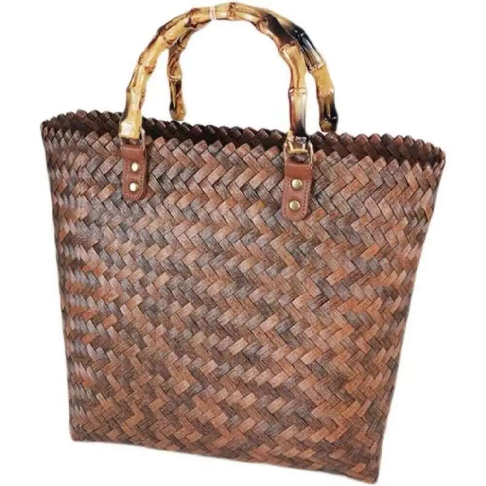 Women Woven Large Capacity Shoulder Crochet Bag Knitting Handbags Female Shopping Tote Bags