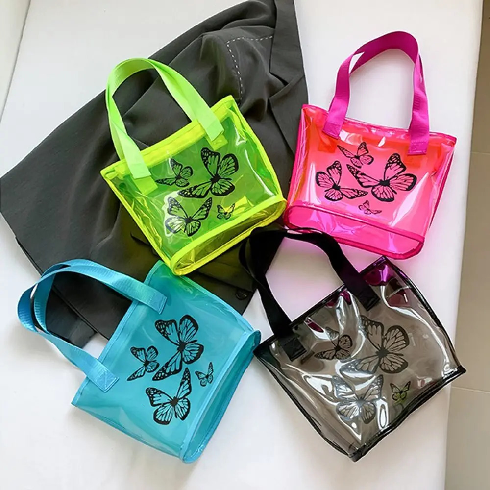 1Pcs Transparent PVC Jelly Bag Waterproof Clear Tote Summer Handbags Large Capacity Leisure Travel Beach Swimming Storage Bags R250312