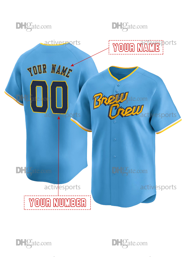 Custom 11 Chourio 22 Yelich Baseball Jersey Contreras Woodruff Hoskins Turang Stitched Number Name Mens Womens Youth