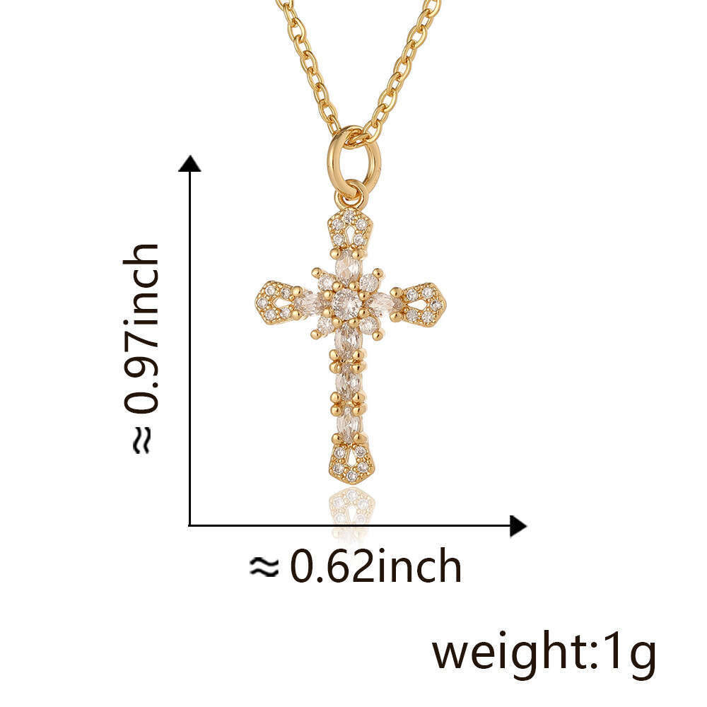 designer hot selg new product copper gold-plated micro inlaid zircon cross pendant necklace for women