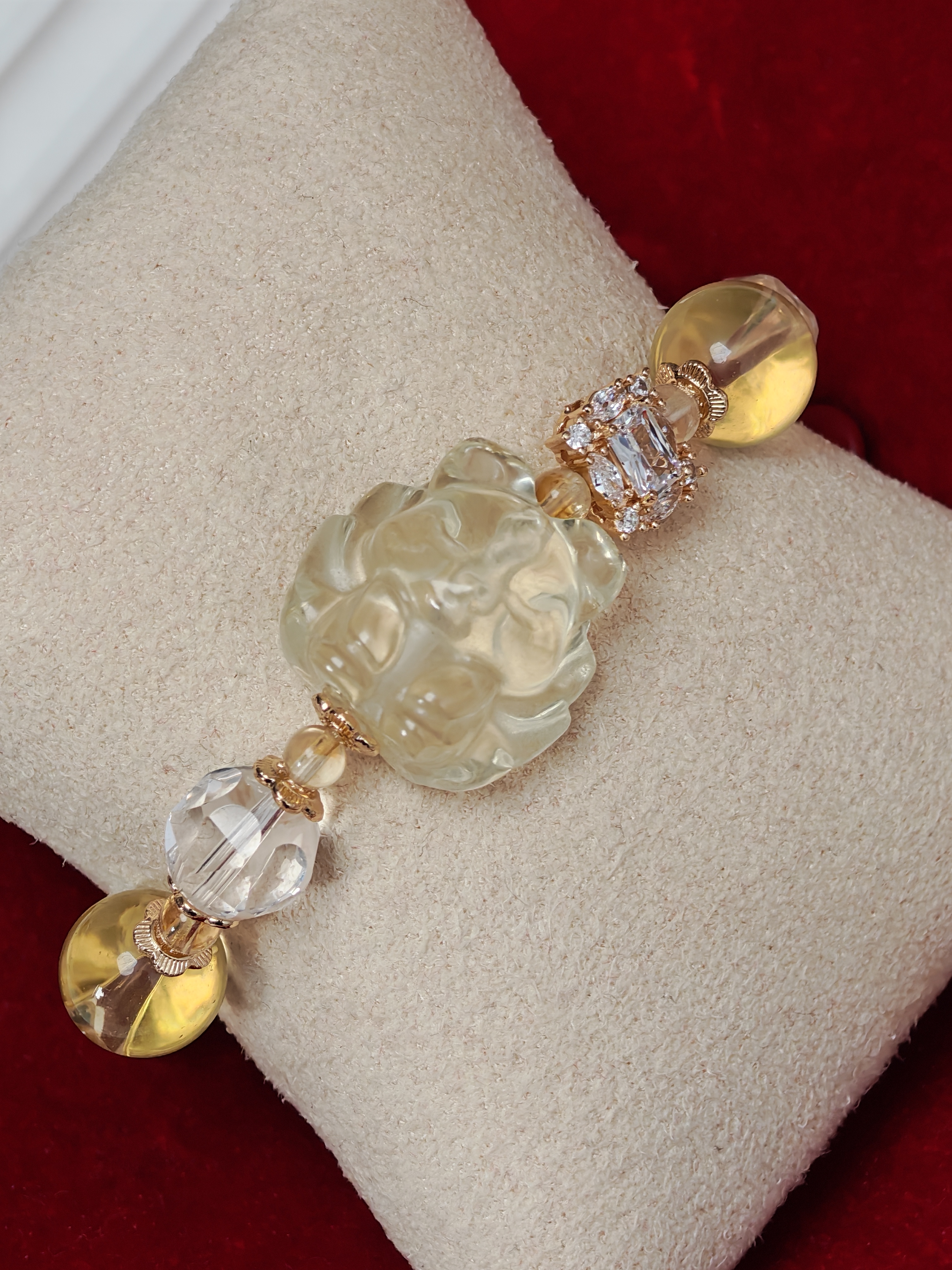 Natural Citrine Nine-Tailed Fox Attracts Wealth and Peach Blossom Bracelet