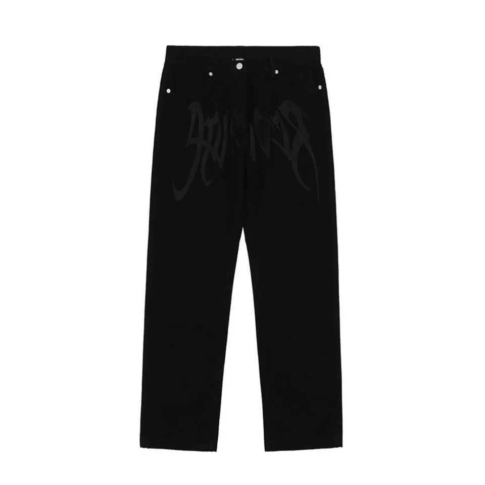 Mens Y2K Embroidered High-waisted Straight Baggy Printed Jeans Hip Hop Teenager Boy Streetwear Skateboard Casual denim Trousers X250313