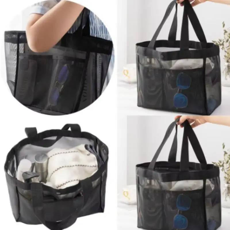 Large Capacity Mesh Beach Bag Travel Swimming Fitness Grooming Bag Breathable Storage Bag Nylon Mesh Tote Bag R250312