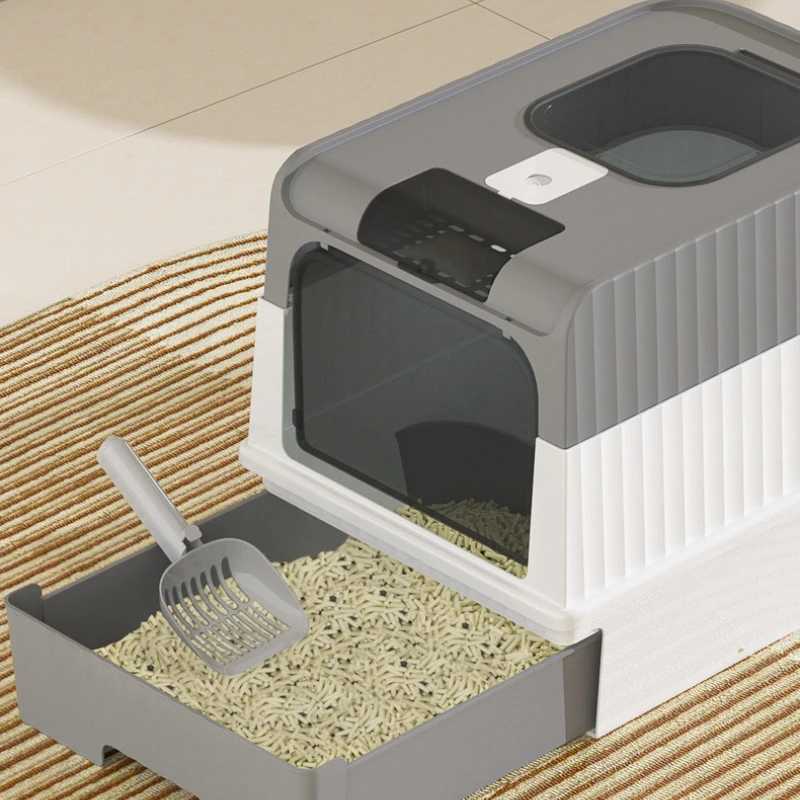 King-size Drawer Cat Litter Box Fully Enclosed UV Intelligent Disinfection and Deodorization Cat Toilet Pet ProductsT250312