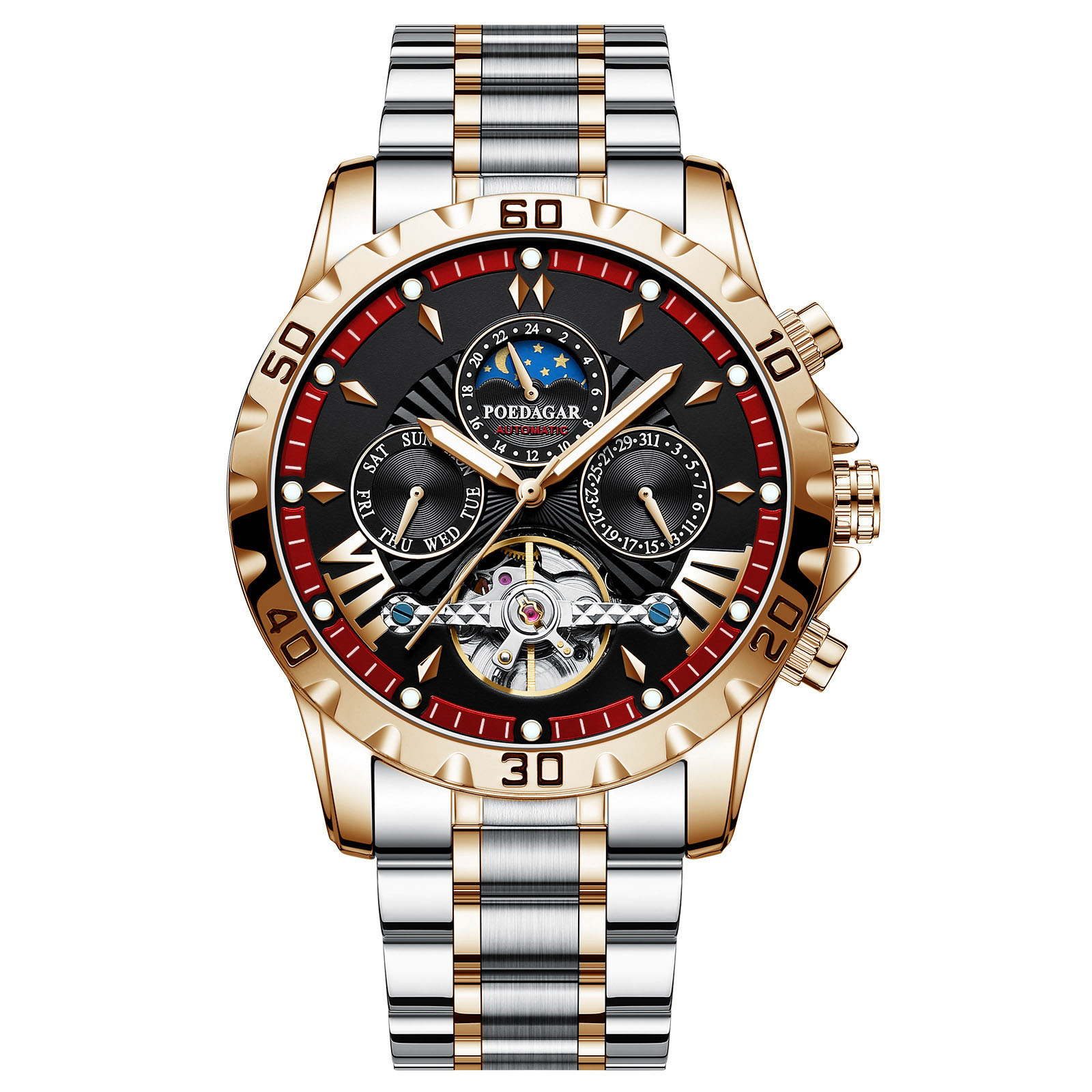 Mens Waterproof Mechanical Watch with Automatic Movement and Night Light Stylish and Functional Timepiece for Everyday Wear