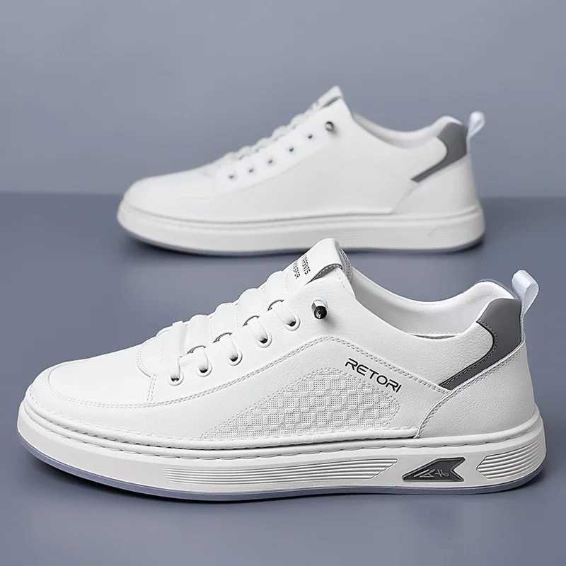 New Mens Shoes High Quality Leather Casual Shoes for Men Designer Sneakers Tennis Mascino Cfort Lace-up White Sport Shoes Y250312