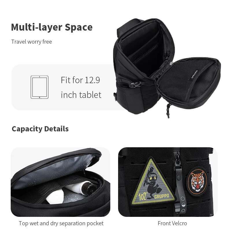 OZUKO Large Capacity Men Shoulder Waterproof Sg Crossbody Bags For Man Short Trip Messenger Fashion Quality Chest Bag