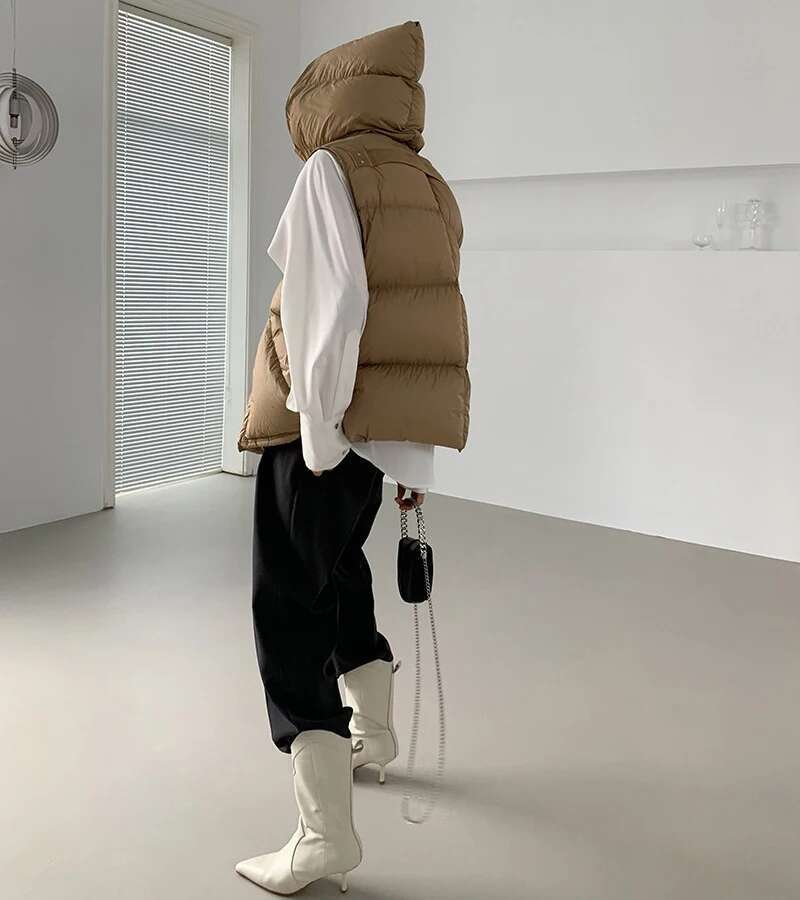 Autumn Winter Korean White Duck Down Vest Women 2023 New Simple All-Match Coats Femalesoft Warm Sleeveness Jackets