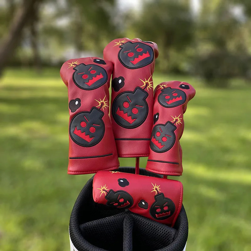 Demon bomb Golf Woods Headcovers Covers For Driver Fairway Putter Clubs Set Heads PU Leather Unisex 250312