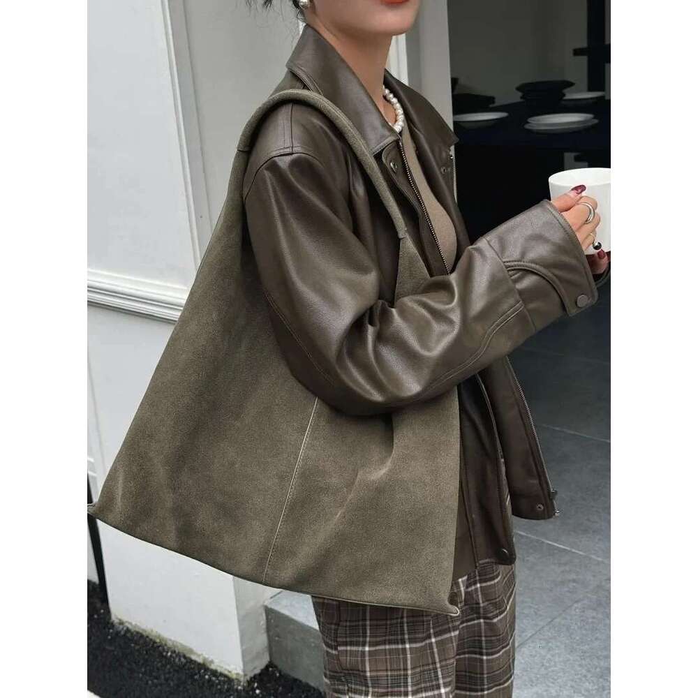 Women's Bags New Winter Matte Green Color Aesthetic Bags Shoulder Strap Handbags Women Large First Match Nubuck Leather Tote Coat Leisure