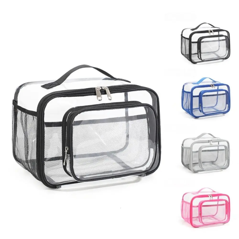 Outdoor PVC Travel Handbag Transparent Waterproof Shopping Storage Tote Bag Zipper Large Capacity Clear Picnic Bag R250312