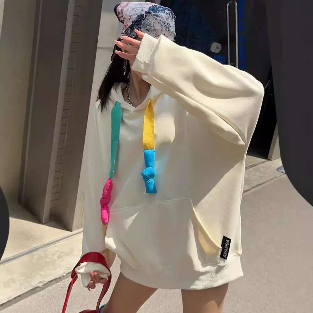 Large Candy Colored Oversized Top, Trendy And Stylish, Mid To Long Length Loose Hooded Sweatshirt Zip Hoodie Winter Clothes