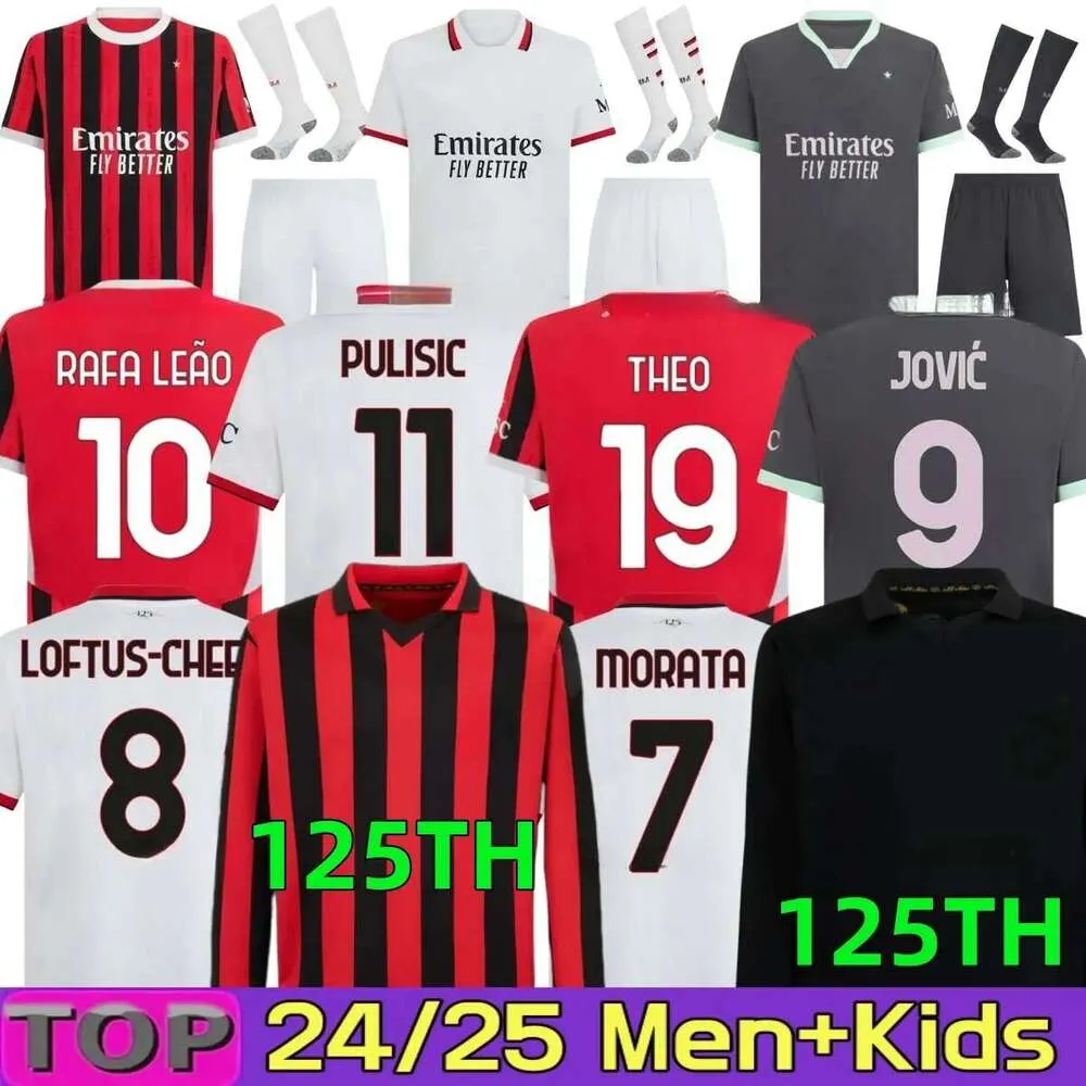 24 25 Maglia MilAn 125 Year Anniversary REIJNDERS RAFA LEAO PULISIC Soccer Jersey Kid Kit 2024 2025 Home Away Football Shirts Maillot TOMORI THEO Pleasures Fourth AC