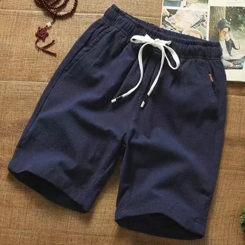 Summer Linen Shorts Women Plus Size Cotton Linen Short Pants Elastic Waist Knee Length Shorts With Pockets M-5XL 250313