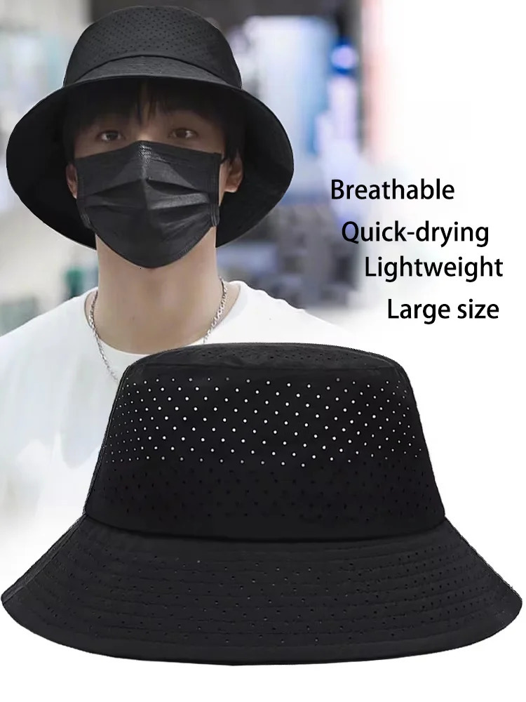 InlnDtor Big head girth spring and summer Fisherman hat Quick Dry UV protection basin Breathable mesh sun visor 250304