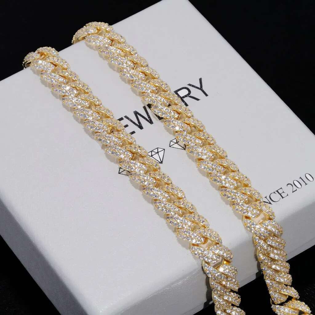 2025 10mm Dia Cuban k Chain White Gold/ Gold Plated Bg 5A+ CZ Necklace Rapper Hip Hop Jewelry for Men and Women