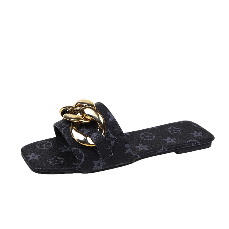 Slippers Female metal chain decorative home sandals summer fashion women slipper 35-40 trendy