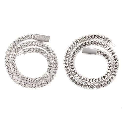 VVS 2025 Pure sier VVS moissanite ice Cuban chain men's 10mm necklace hip-hop high-end accessories