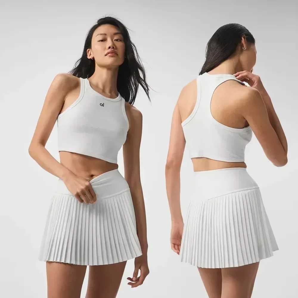 Active Shirts Tees tank top Women Aspire Tank Knitted Vest Slvel Seaml Short Workout Sports Gym Y2K Top Fit Running Slim Vest Y250312OJ4S