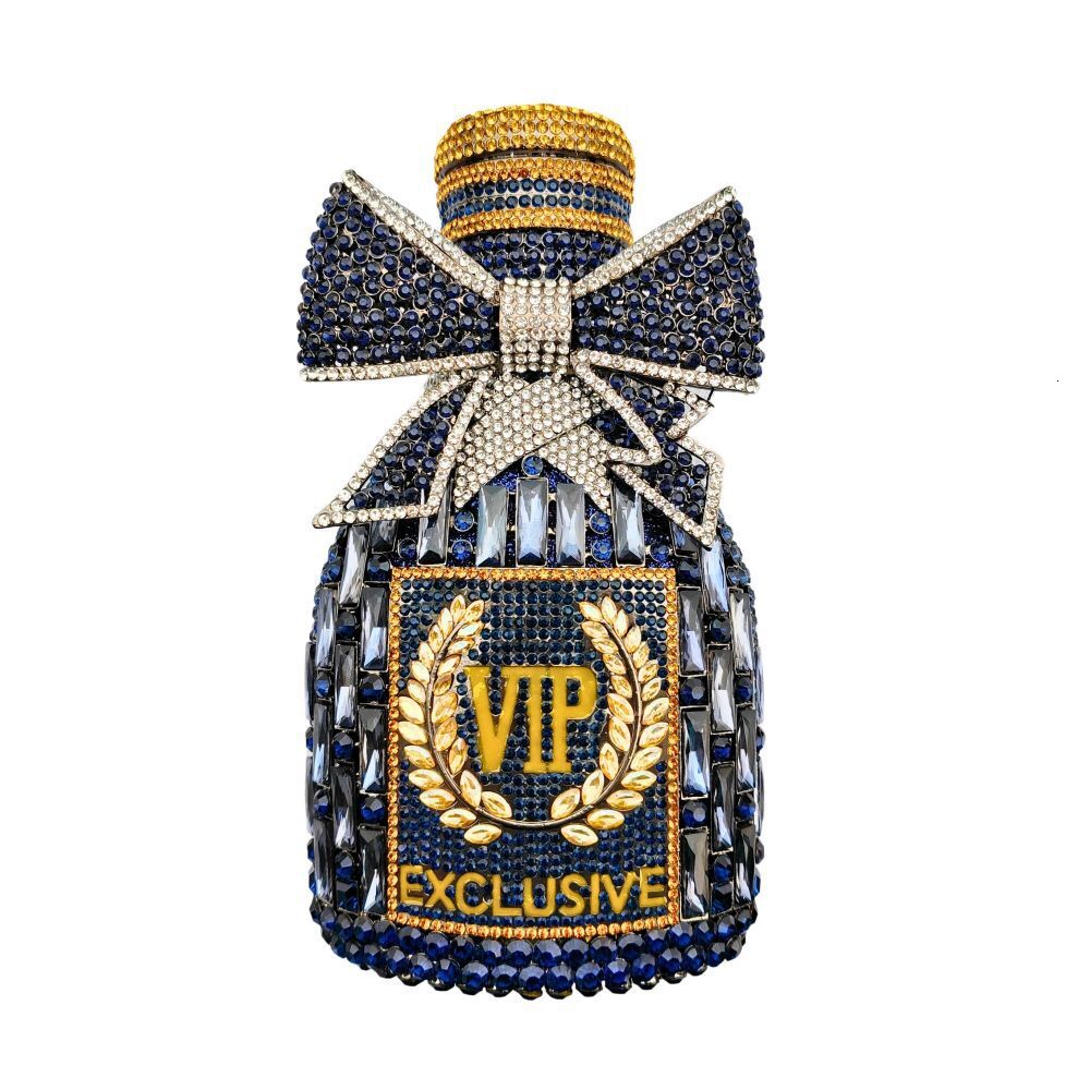 Champagne New Bow Champagne Bottle Diamond Studded Dinner Luxurious Crystal Hand-Held Women's Bag Evening Clutch