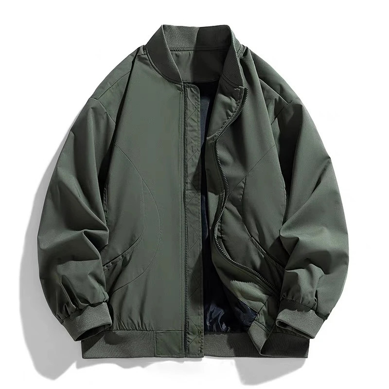 Mens Business Casual Thin Jacket Spring and Autumn Baseball Collar Loose Solid Color Short Trend Ice Silk Sports 2PCS 250313