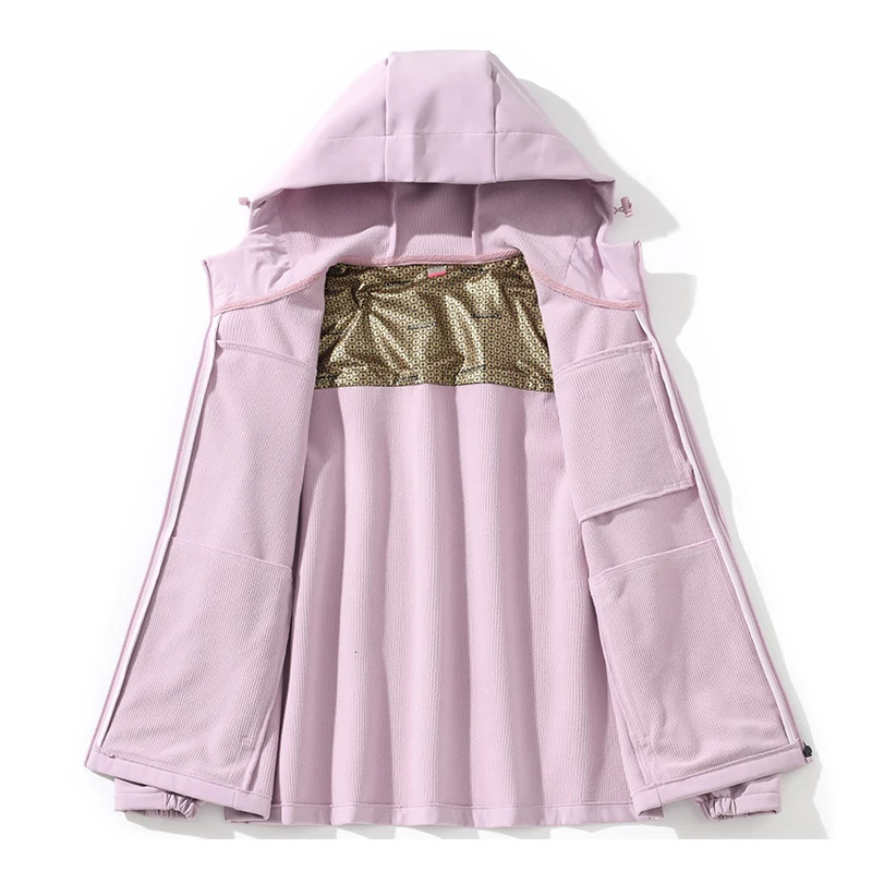 LNGXO Womens Winter Warm Wool Jacket Waterproof and Windproof Soft Shell Used for Hiking Climbing Outdoor Coat 250313