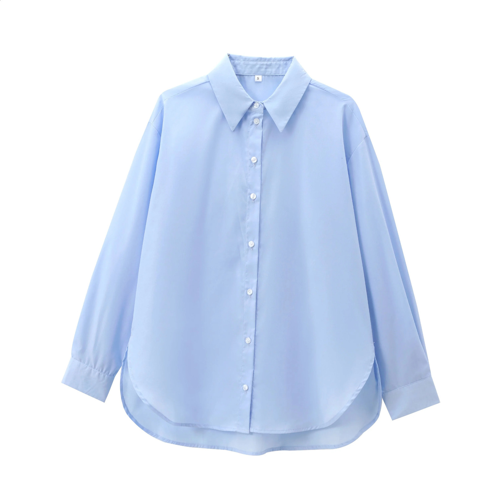 Tangada Women Blue Oversized Shirt Long Sleeve Female Cotton Blouse Tops PS078 250313