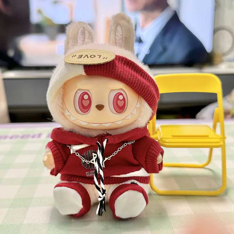 For 17cm Labubu V1 V2 Idol Dolls Clothes Cute Hoodie Mini Doll Sitting Party Outfit Clothing Korea Kpop Exo DIY GiftsT250313